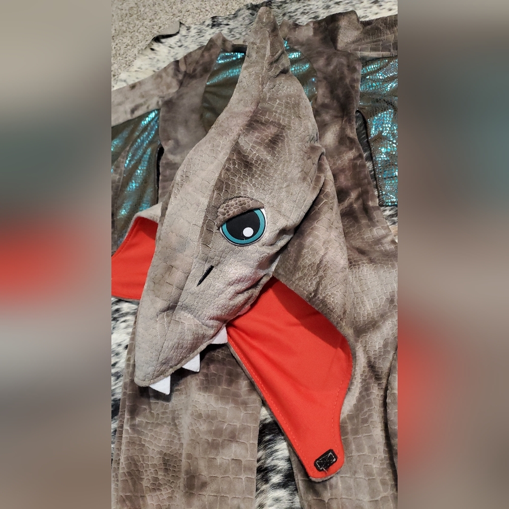 Kids Pterodactyl Costume with Wings - Gray and Blue - Picture 4 of 5